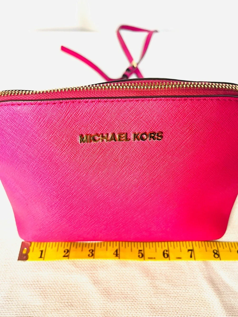 Michael Kors Fuchsia Pink Saffiano Leather Crossbody with Chain & Leather Strap - Picture 9 of 11